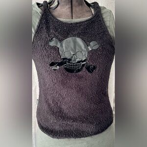 Serious Black Skull Graphic Tank Top – Grunge Punk Y2K Style